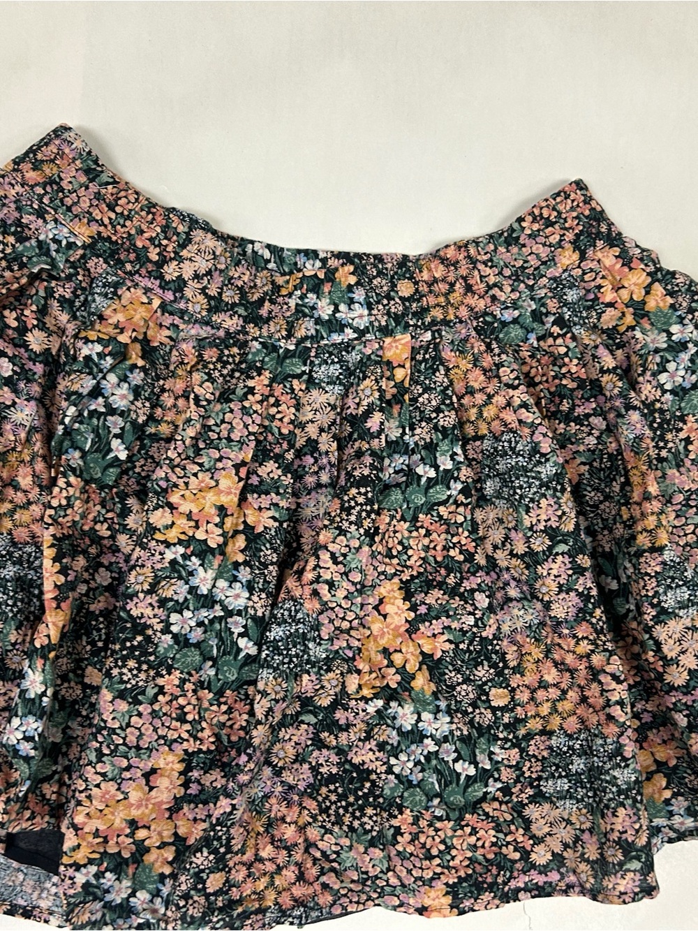 American Eagle Outfitters Black Floral Skater Skirt with Pink & Yellow Flowers